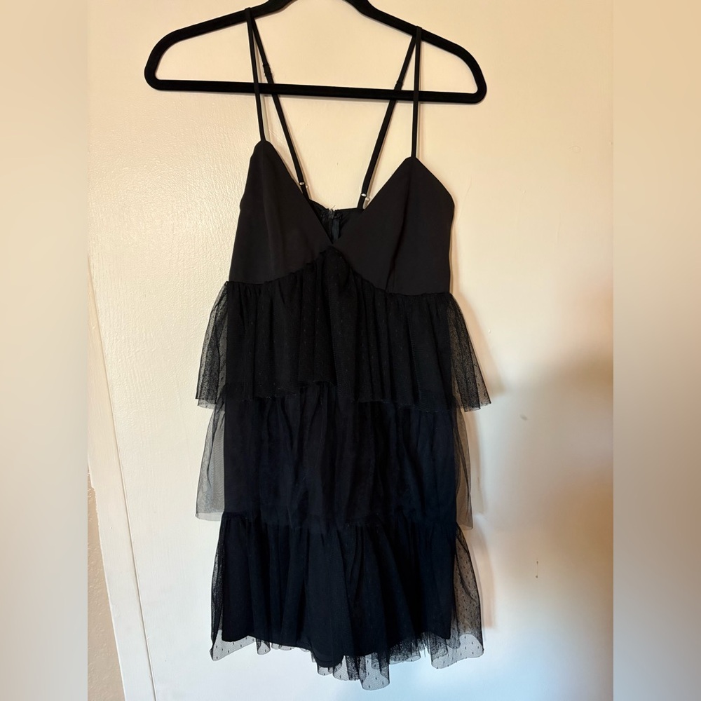 Tobi Black Tulle Tiered Dress